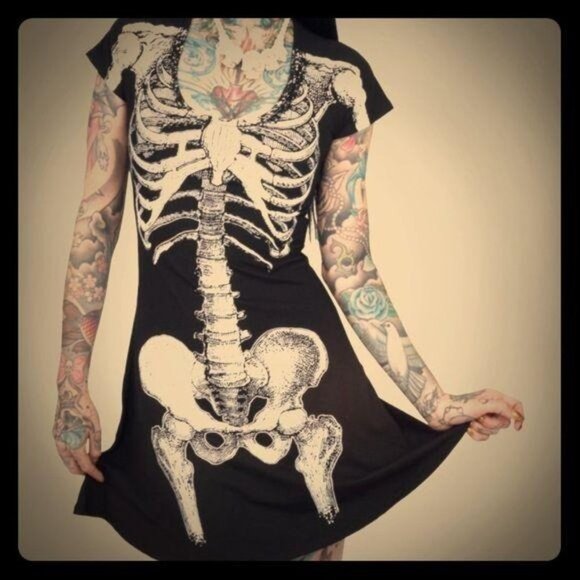 Skeleton Mini Dress, S NWOT - Picture 1 of 7